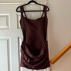 BABYBOO plum brown Elegant Brown Mini Dress